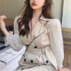 Dot Mesh Long-sleeve Trench Coat As Figure - One Size