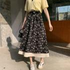 Floral Panel Midi A-line Skirt