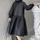 Quilted Oversized A-line Dress Black - One Size