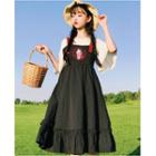 Embroidered Sleeveless A-line Dress / Crew-neck Elbow-sleeve T-shirt