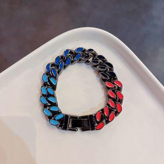 Rhinestone Stainless Steel Bracelet Blue & Red - One Size