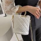 Faux-pearl Handle Quilted Bucket Bag