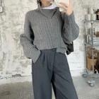 Asymmetric Cropped Sweater / Wide-leg Pants