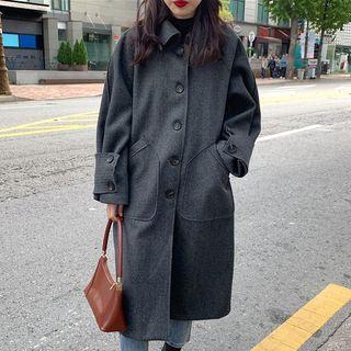 Long-sleeve Single-breasted Woolen Long Coat