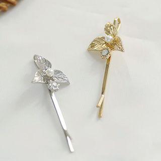 Faux Pearl Alloy Leaf Hair Pin