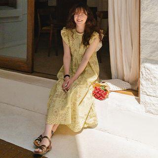 Frill-sleeve Paisley Print Dress