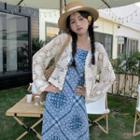 Lace Light Jacket / Spaghetti Strap Floral Print Dress