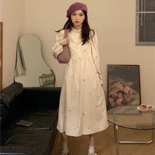 Long-sleeve Floral Embroidered Dress