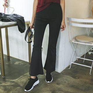 Contrast-trim Boot-cut Workout Pants