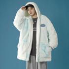 Tie-dyed Logo Hooded Zip-up Fleece Jacket