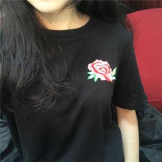 Floral Embroidered Short-sleeve Shirt