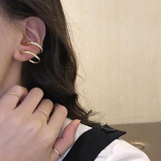 Set Of 3: Rhinestone / Alloy Hoop Earring
