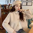 Faux Shearling Button Jacket Off-white - One Size