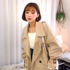 Wide-lapel Belted Double-breasted Trench Coat