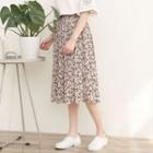 Pleated Floral Print Skirt