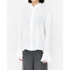 Pleated-cuff Hidden-button Blouse