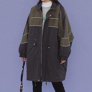 Drawstring Color-block Cargo Jacket