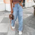 High-waist Chain Detail Straight-fit Jeans