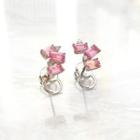 18k Rose Gold White Gold Two-tone Earrings With Gemstone & Diamonds One Size