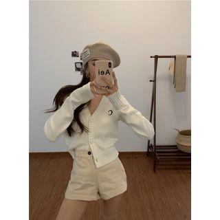Crescent Embroidered Cardigan / Shorts