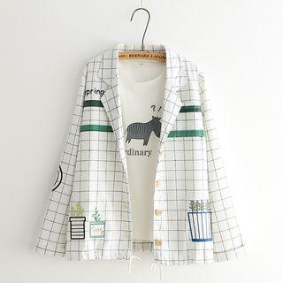 Embroidered Check Blazer