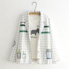 Embroidered Check Blazer