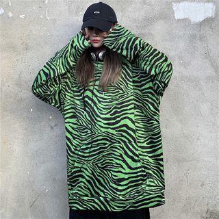 Front Pocket Zebra-print Hooded Sweatshirt