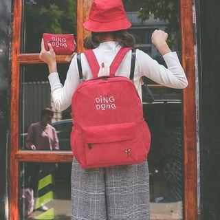 Set: Embroidered Corduroy Backpack + Zip Pouch