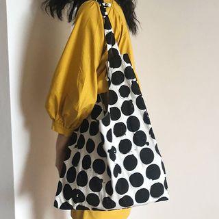 Polka Dot Canvas Shopper Bag Dot - Black & White - One Size