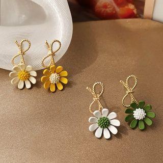 Flower Earring 1 Pair - S925 Silver Needle - Earring - Green - One Size