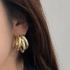 Layered Alloy Open Hoop Earring 1 Pair - 925 Silver Needle - Earring - Gold - One Size