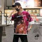 Elbow-sleeve Tie-dyed T-shirt