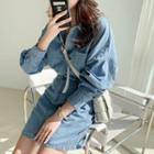 Shirt & Miniskirt Denim Matching Set Blue - One Size