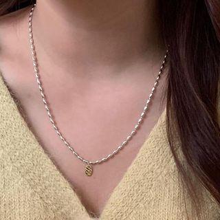 Plain Necklace White & Gold - One Size
