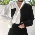 Two-tone Pocket Detail Blouse