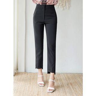Cuff-hem Slim-fit Dress Pants