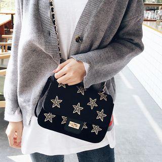 Star Embroidered Chain Shoulder Bag