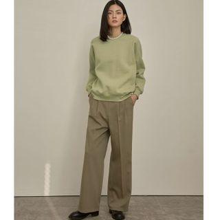 Seam-trim Cotton Sweatshirt Mint Green - One Size