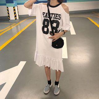 Cutout Lettering A-line Dress