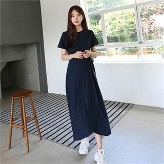 Set: T-shirt + Tie-waist Long Wrap Skirt