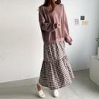 Inset Sweatshirt Gingham Maxi Skirt