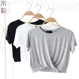 Short-sleeve Twisted Cropped T-shirt