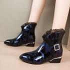 Low-heel Buckled Short Boots