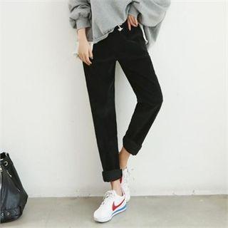 Drawstring-waist Corduroy Straight-cut Pants