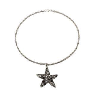 Alloy Starfish Pendant Necklace Silver - One Size
