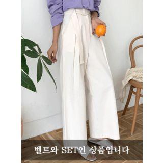 High-rise Wide-leg Pants With Belt