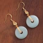 Faux Jade Drop Earring 1 Pair - Gold & Pale Green - One Size