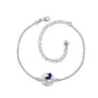 Fashion Elegant Hollow Carved Blue Cubic Zircon Anklet Silver - One Size