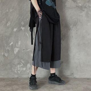 Mock Two-piece Capri Straight Leg Pants