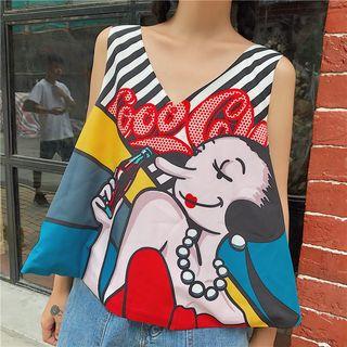 Print V-neck Tank Top